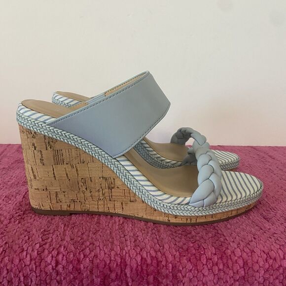 Draper James RSVP Charlotte Wedge Sandals Blue Size 8 - Picture 2 of 12